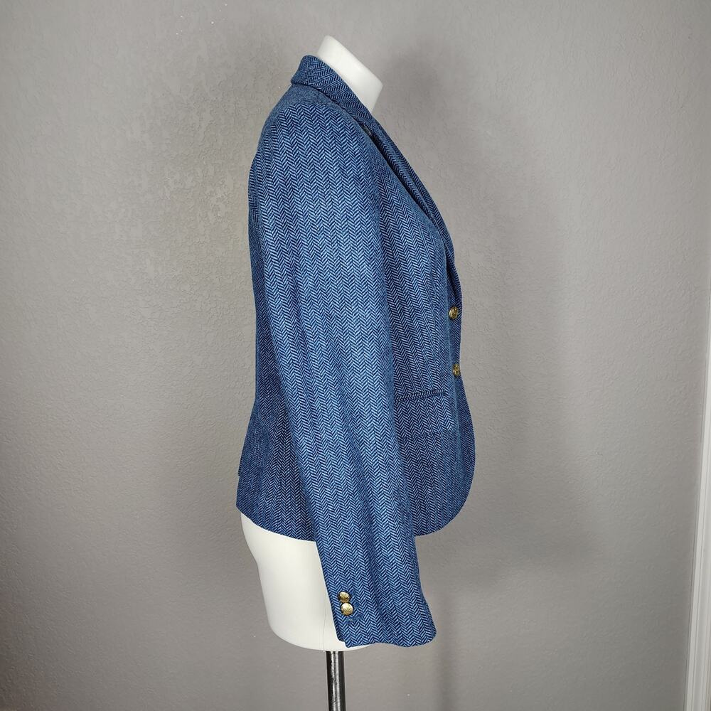 J.Crew Factory Herringbone Wool-blend Schoolboy Blue Blazer Size 10 - Picture 4 of 14